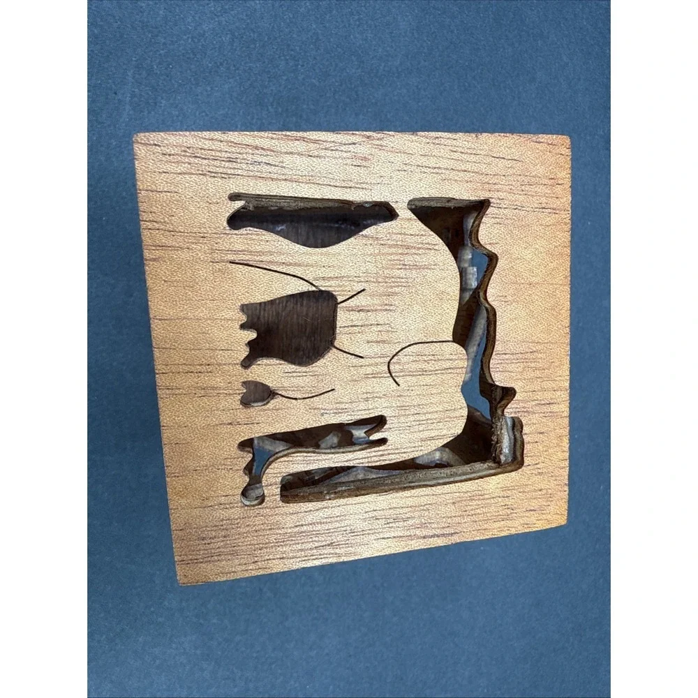 Hand Carved Wood Tea Light Candle Holder Mali Africa Safari Animals Decor 3